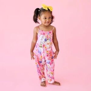 4T Chantria Smocked Jumpsuit Posh Peanut Pink Floral Kids Romper